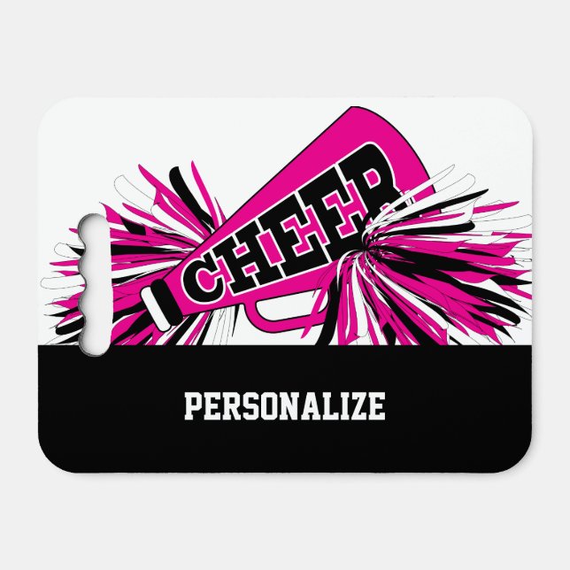 Cheerleader Cheer in Pink, White and Black Seat Cushion (Front Horizontal)