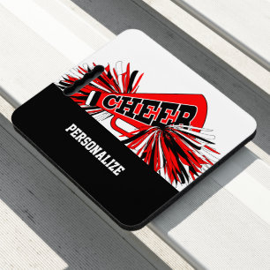 Cheerleader Cheer in Red, White and Black Seat Cushion