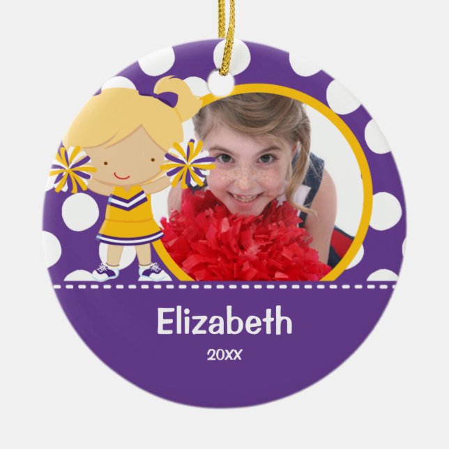 Cheerleader Cheer Photo Christmas Ornament (Front)