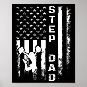 Cheerleader Cheer Step Dad America Flag Vintage Xm Poster
