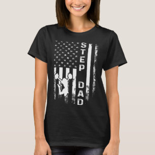 Cheerleader Cheer Step Dad America Flag Vintage Xm T-Shirt