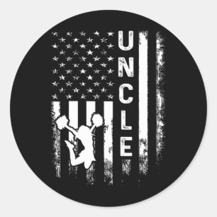 Cheerleader Cheer Uncle America Flag Vintage Xmas Classic Round Sticker