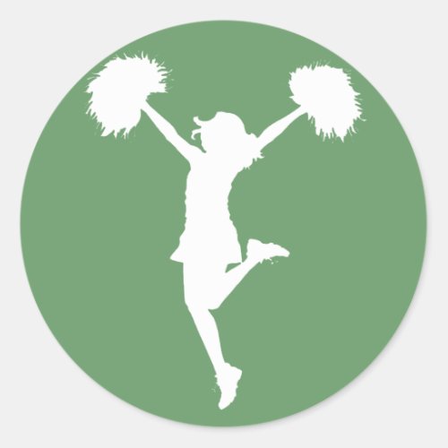 Cheerleader Cheering with Customizable Background Classic Round Sticker