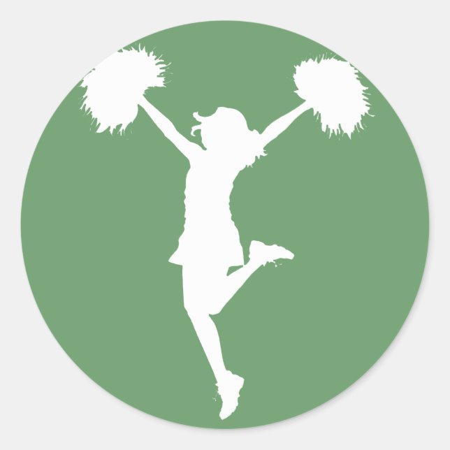 Cheerleader Cheering with Customizable Background Classic Round Sticker (Front)