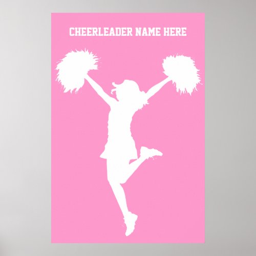 Cheerleader Cheering with Customizable Background Poster