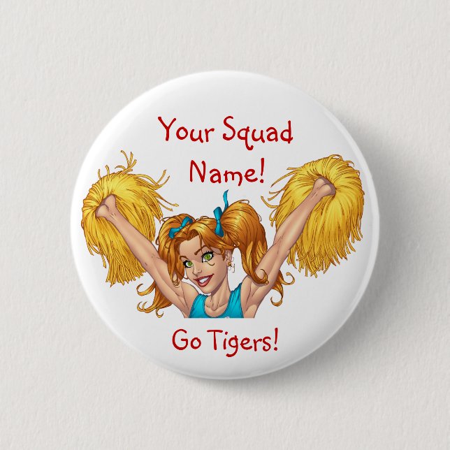 Cheerleader Cheerleading Customizable Button (Front)