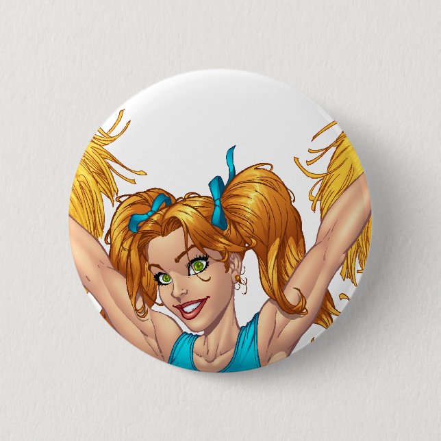 Cheerleader Cheerleading Customizable Stuff Button (Front)