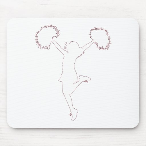 Cheerleader Cheerleading Outline Art by Al Rio Mouse Pads | Zazzle