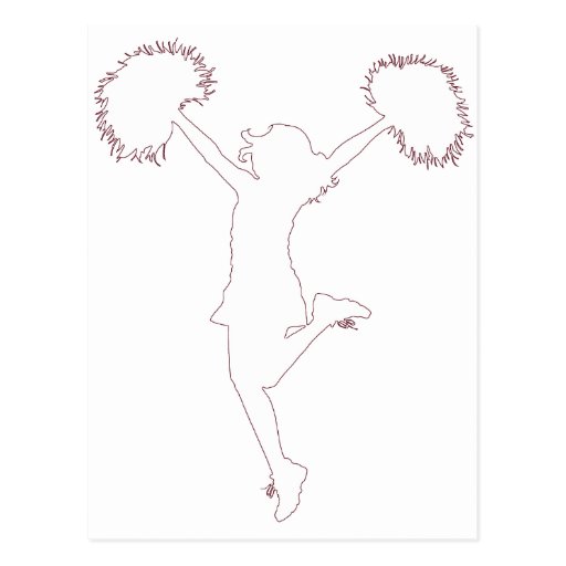 Cheerleader Cheerleading Outline Art by Al Rio Postcard | Zazzle