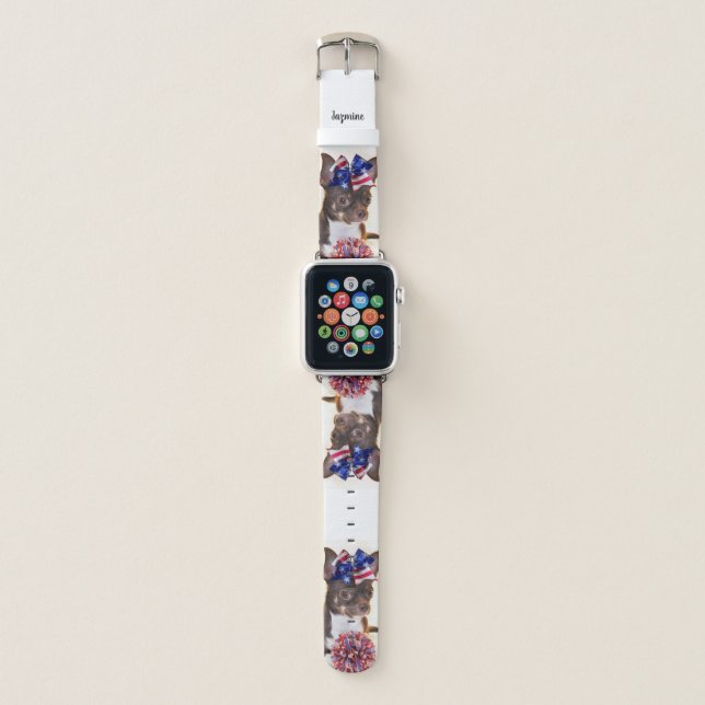 Cheerleader Chihuahua Dog Apple Watch Band (Front)