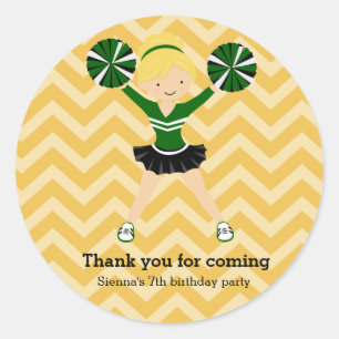 Cheerleader, choose your own background color classic round sticker
