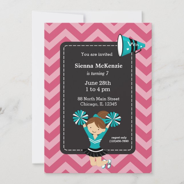 Cheerleader, choose your own background color invitation (Front)