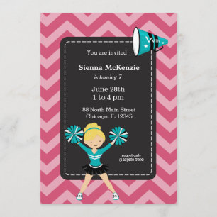 Cheerleader, choose your own background color invitation