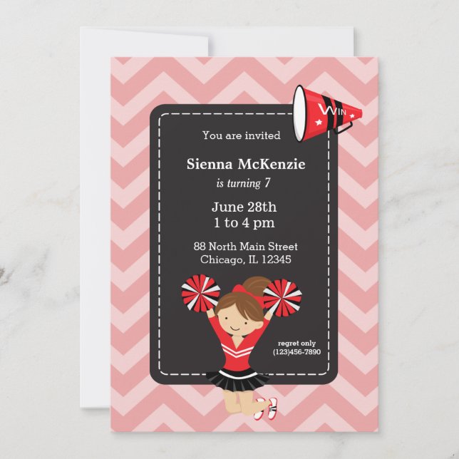 Cheerleader, choose your own background color invitation (Front)