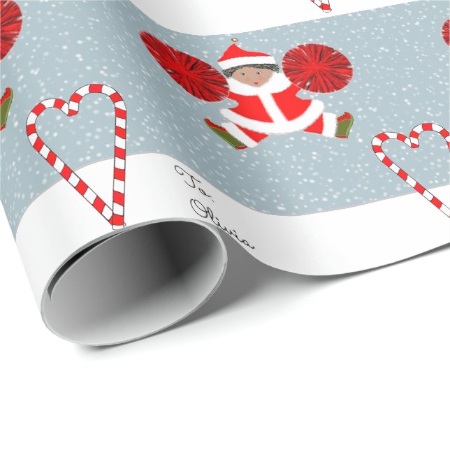 Cheerleader Christmas Holiday Gift Wrapping Paper (Roll Corner)