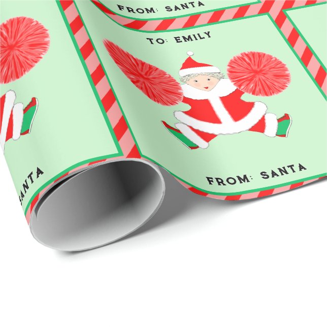 Cheerleader Christmas Holiday Gift Wrapping Paper (Roll Corner)