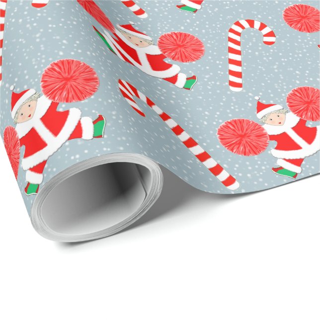 Cheerleader Christmas Holiday Gift Wrapping Paper (Roll Corner)