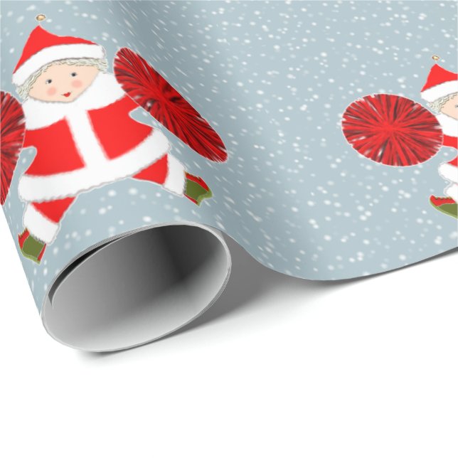 Cheerleader Christmas Holiday Gift Wrapping Paper (Roll Corner)
