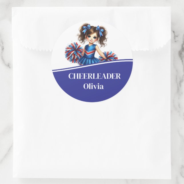 Cheerleader  classic round sticker (Bag)