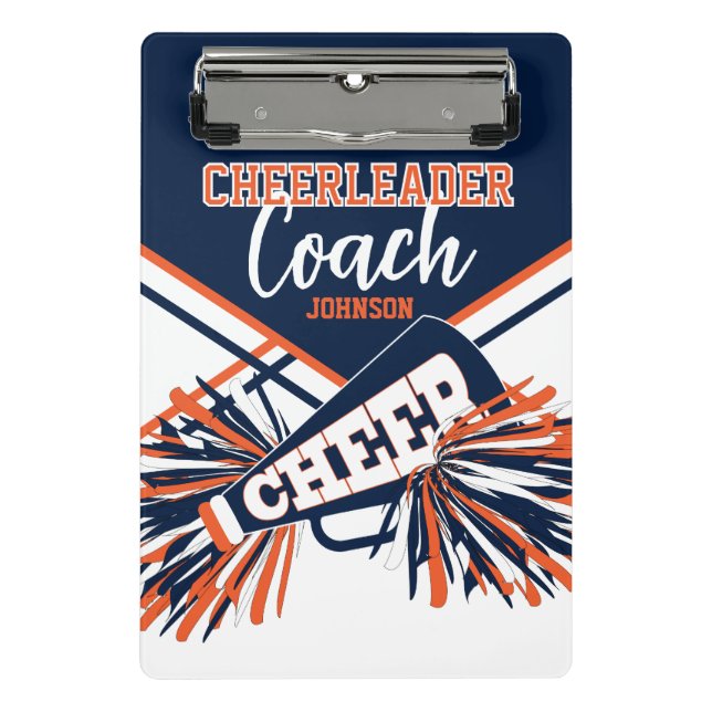 Cheerleader Coach - Navy Blue, Orange & White Mini Clipboard (Front)