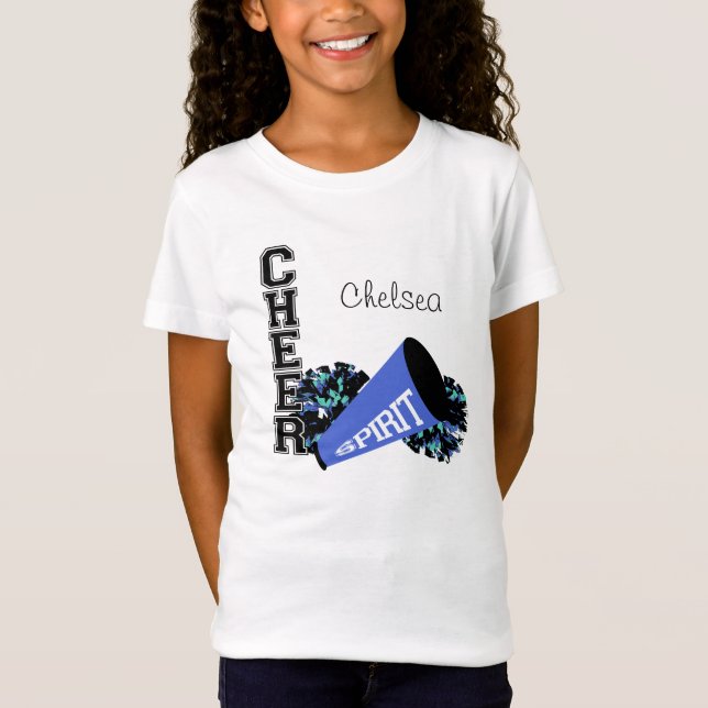 Cheerleader Customizable Blue T-Shirt (Front)