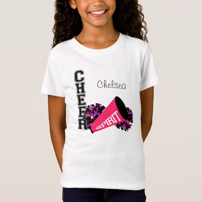 Cheerleader Customizable Pink T-Shirt (Front)
