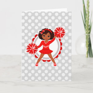 Cheerleader - Cute Red African American Cheer Card