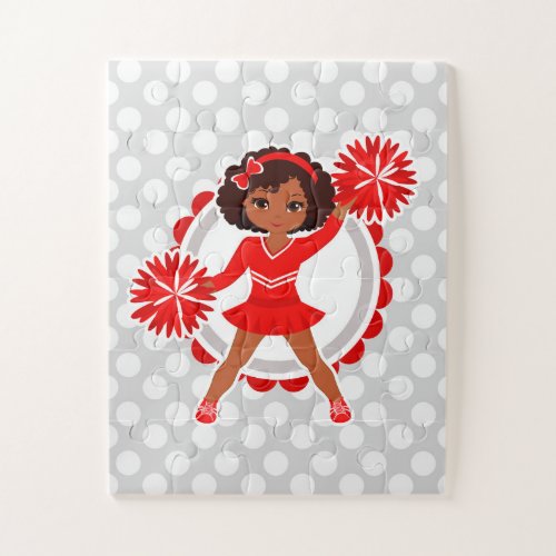 Cheerleader _ Cute Red African American Cheer Jigsaw Puzzle