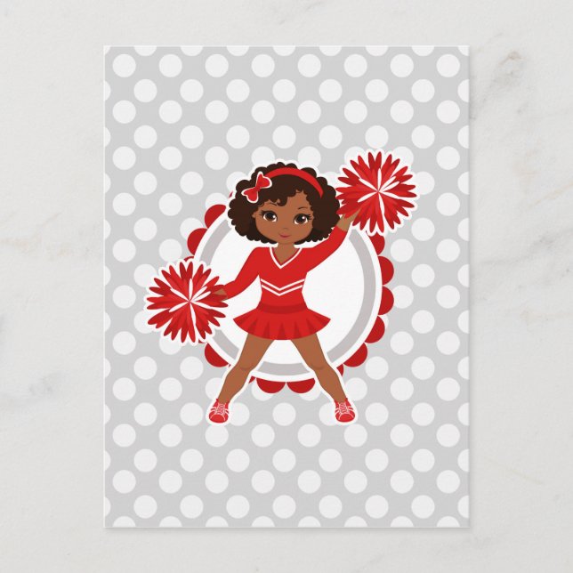 Cheerleader - Cute Red African American Cheer Postcard (Front)