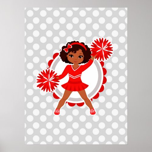 Cheerleader _ Cute Red African American Cheer Poster