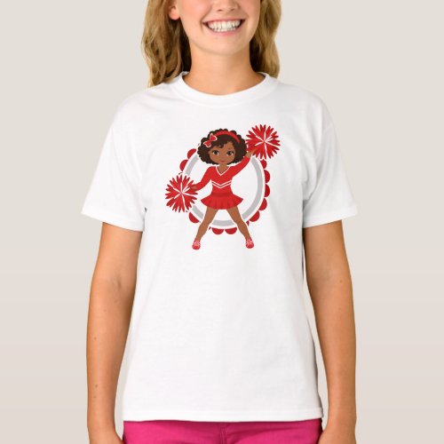 Cheerleader _ Cute Red African American Cheer T_Shirt