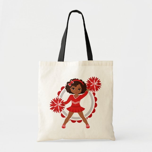 Cheerleader - Cute Red African American Cheer Tote Bag (Front)