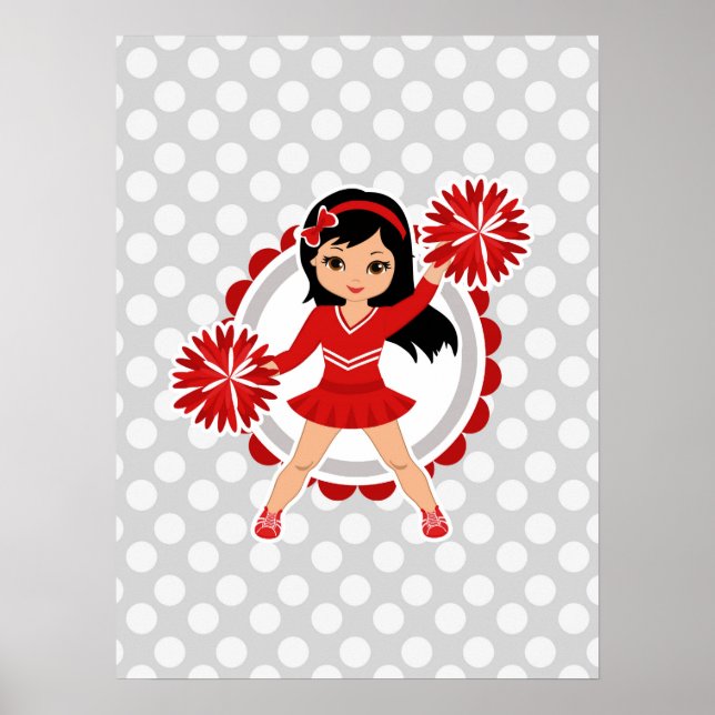 Cheerleader - Cute Red Black Hair Cheer Poster (Front)