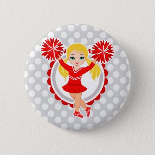 Cheerleader _ Cute Red Blond Cheer Button