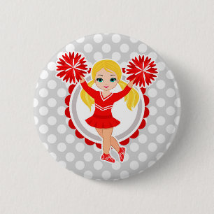 Cheerleader - Cute Red Blonde Cheer Button