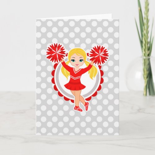 Cheerleader _ Cute Red Blonde Cheer Card