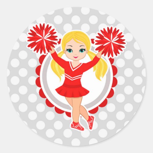 Cheerleader _ Cute Red Blonde Cheer Classic Round Sticker