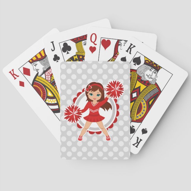Cheerleader - Cute Red Brunette Cheer Poker Cards (Back)