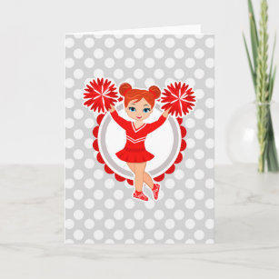 Cheerleader - Cute Red Redhead Cheer Card