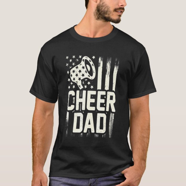 Cheerleader Dad  Cheer Dad American US Flag School T-Shirt (Front)