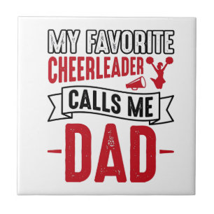 Cheerleader Dad Vintage Engraving Shirt Design_1 Ceramic Tile