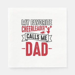 Cheerleader Dad Vintage Engraving Shirt Design_1 Napkins