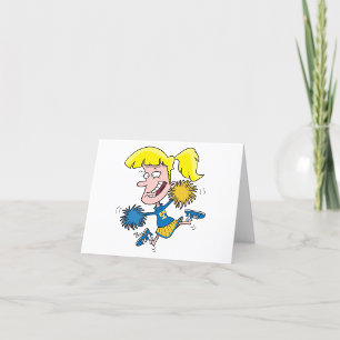 cheerleader dancing letterpress thank you card