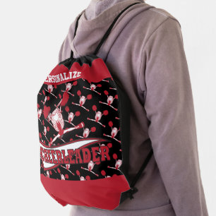 📣 Cheerleader Dark Red and Black Drawstring Bag