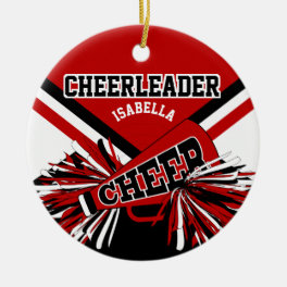 Cheerleader 📣 - Dark Red, Black and White Ceramic Ornament