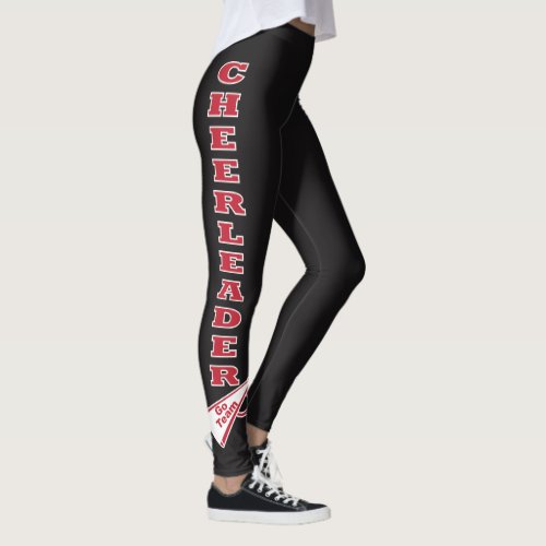 Cheerleader Dark Red Typography Letters Leggings