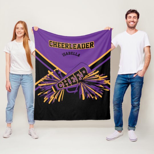 Cheerleader Design in Purple, Gold & Black Fleece Blanket