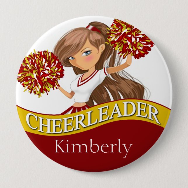 Cheerleader DIY choose your school colors | gold Button (Front)