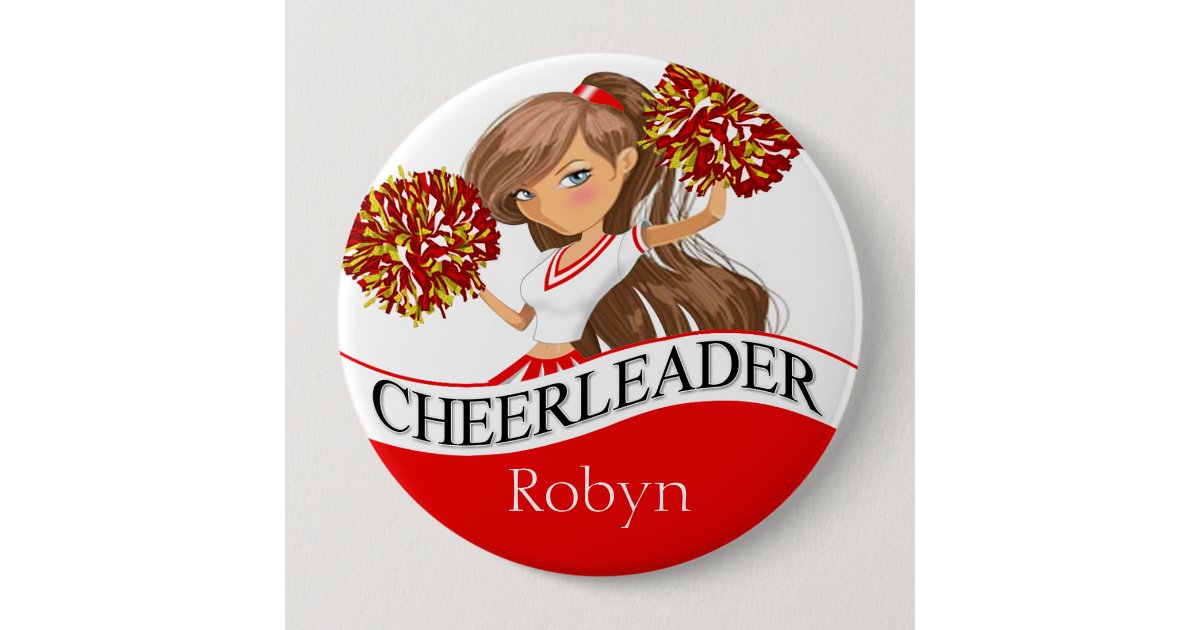 Cheerleader DIY choose your school colors | red Button | Zazzle