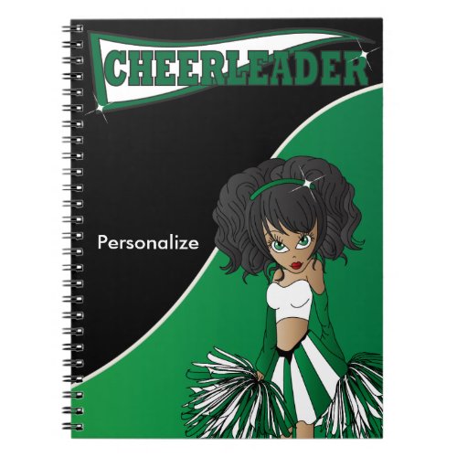 Cheerleader  DIY Name  Dark Green Notebook